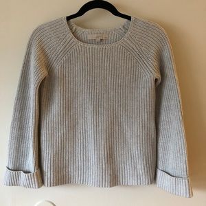 LOFT XXS Gray Knit Cuffed Sleeve Sweater